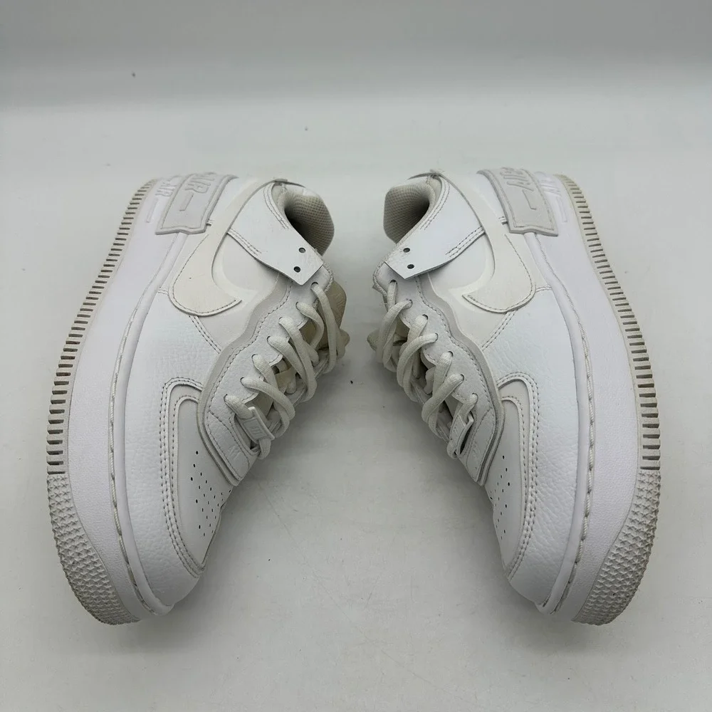 Nike CI0919-100 Womens Size 8 Triple White Air Force 1 Shadow Shoes Layered AF1